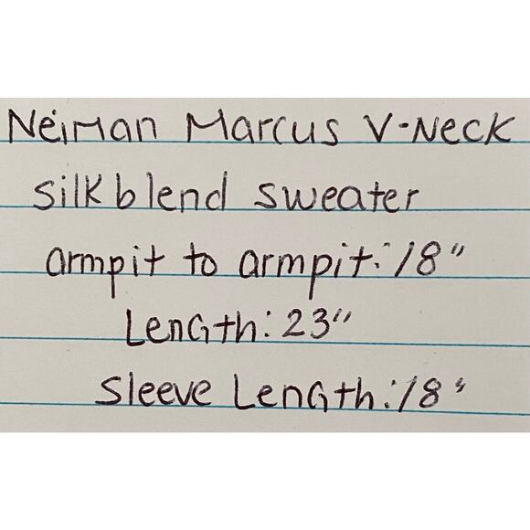 Neiman Marcus Exclusive Silk Blend Long Sleeved Collared Blue V-Neck Sweater S - Picture 7 of 7